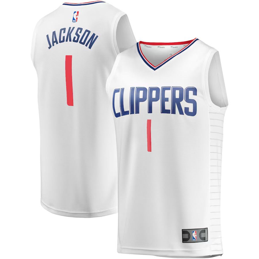 Men Los Angeles Clippers 1 Reggie Jackson Fanatics Branded White Fast Break Player NBA Jersey
